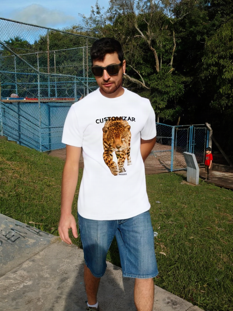 Imagem gerada pela Inteligência Artificial do Provador Virtual vestindo a camiseta criada